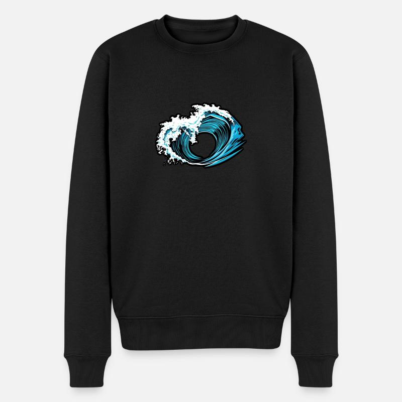Power Wave – Retro Surf Vibes - Männer Premium Bio Pullover - Schwarz