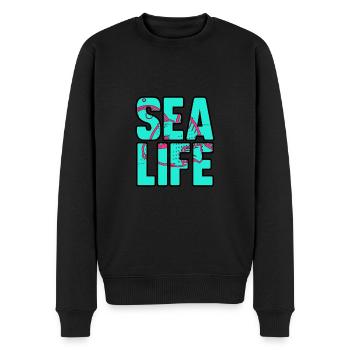 Leben im Meer - Männer Premium Bio Pullover - Schwarz - Vorne - Nico (187cm)
