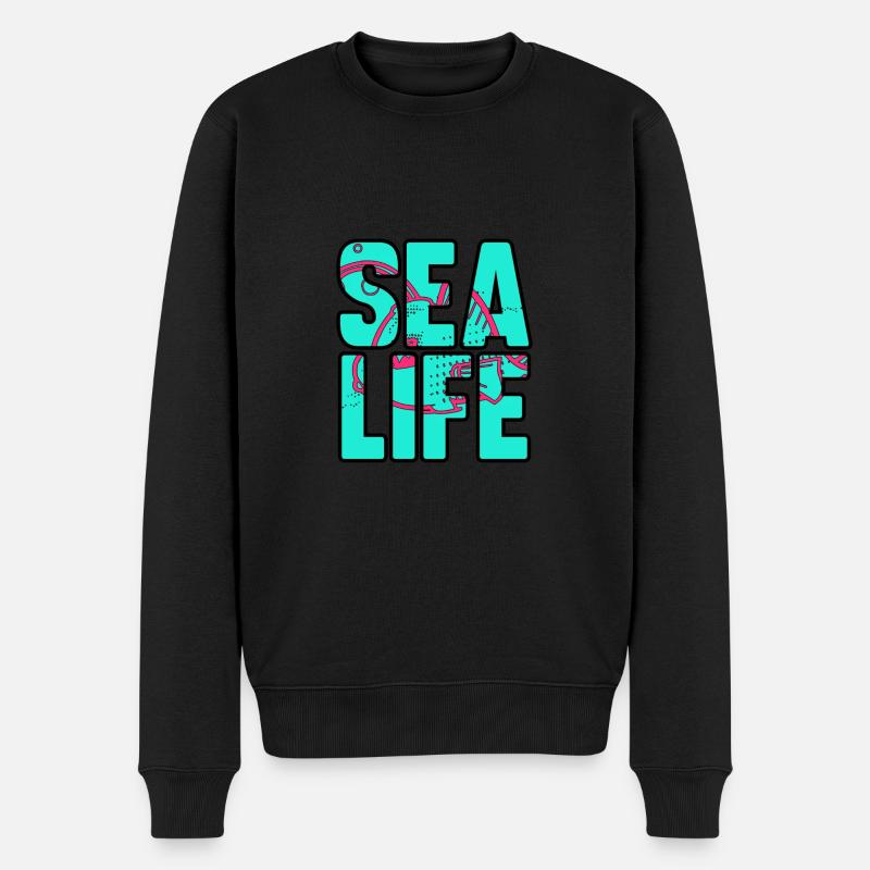 Leben im Meer - Männer Premium Bio Pullover - Schwarz