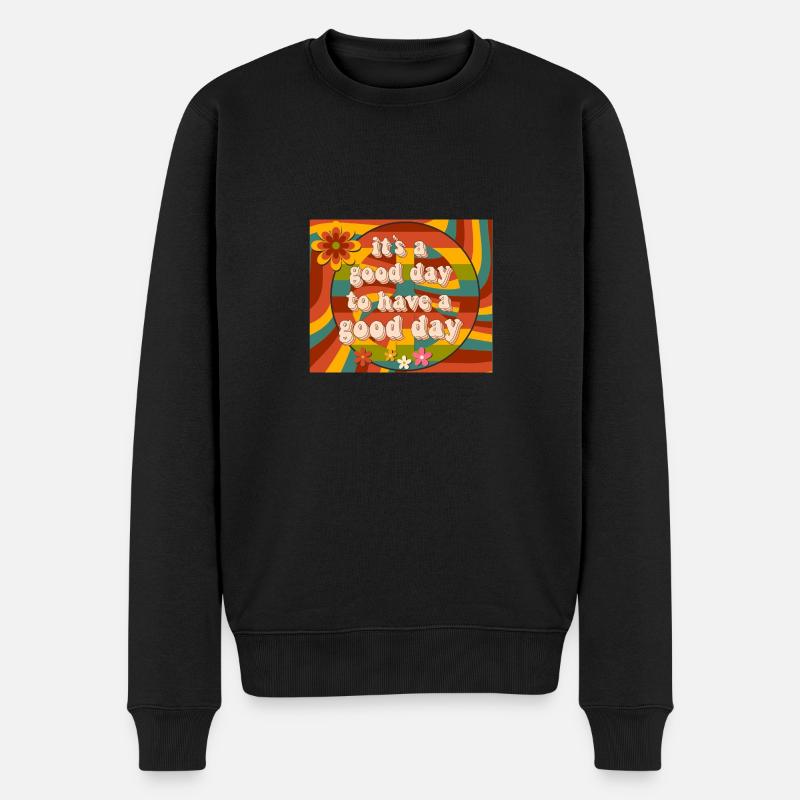 70s a good day to have a good day - Männer Premium Bio Pullover - Schwarz