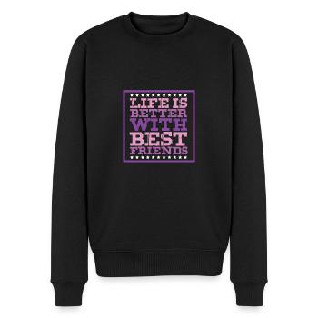 leben ist besser beste freunde - Männer Premium Bio Pullover - Schwarz - Vorne - Nico (187cm)