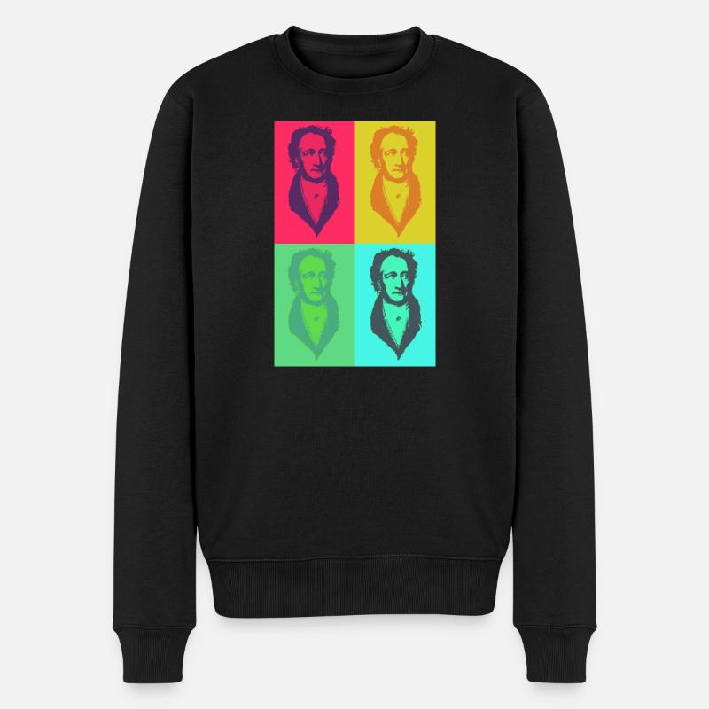 Goethe PopArt Vierfarben - Männer Premium Bio Pullover - Schwarz