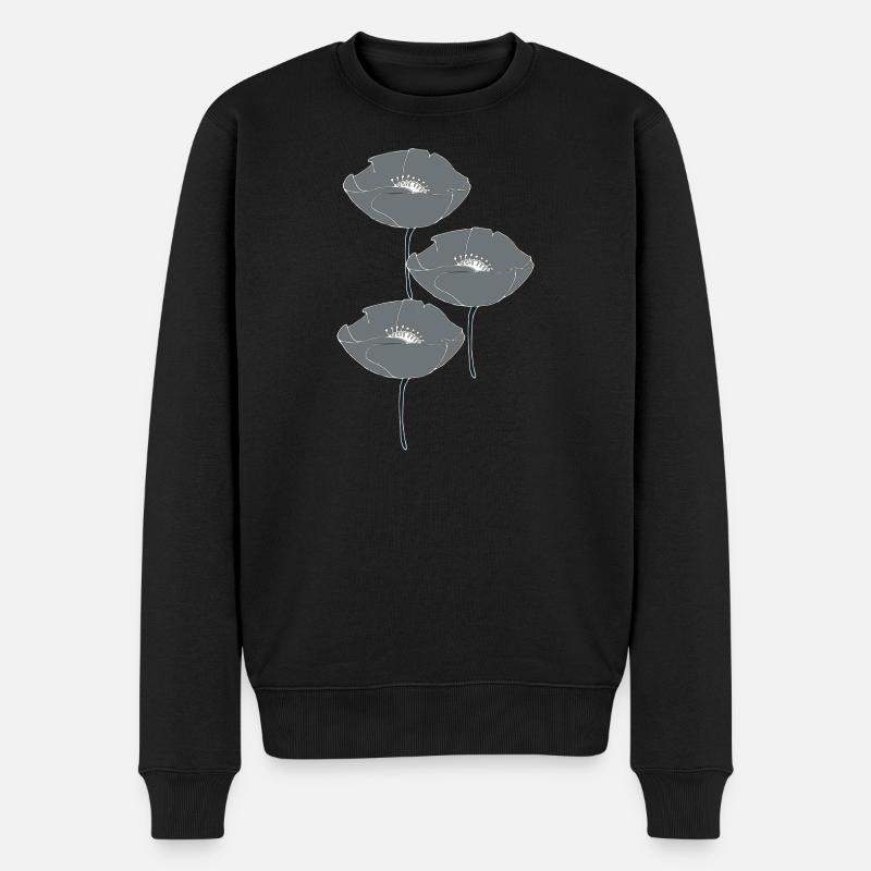 mohnblumen grau - Männer Premium Bio Pullover - Schwarz