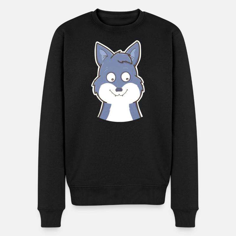 Wolf - Männer Premium Bio Pullover - Schwarz