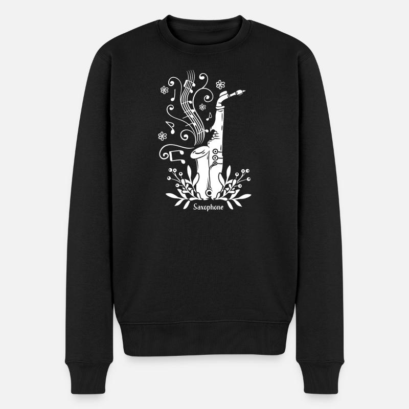 Saxophon Musikinstrument Jazz - Männer Premium Bio Pullover - Schwarz