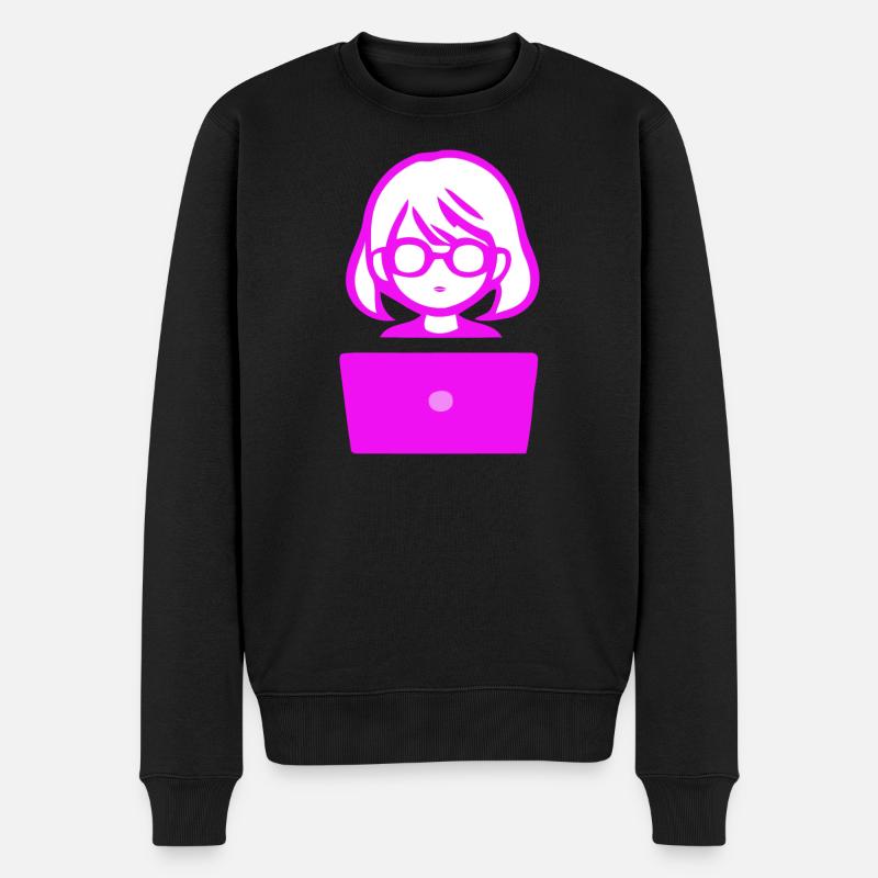Woman with Computer Programmer Coder - Men's Premium Organic Jumper - black