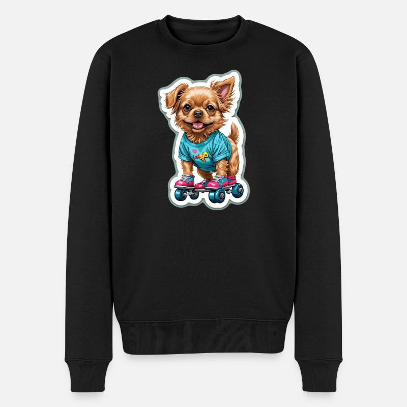 Hündchen auf Rollschuhen - Männer Premium Bio Pullover - Schwarz