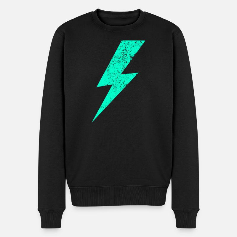 Elektrischer Blitz in Pastell - Männer Premium Bio Pullover - Schwarz