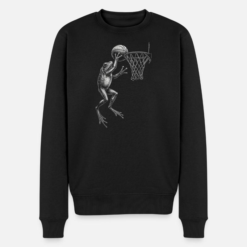 Drôle de grenouille de basket-ball - Pull Premium bio Homme - noir