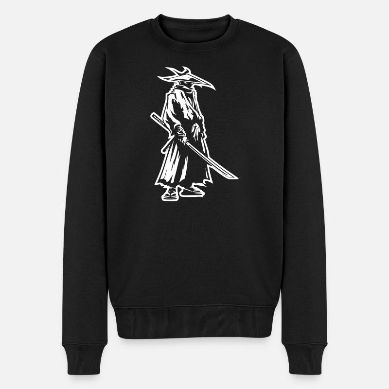 Mystischer Samurai mit Katana - Männer Premium Bio Pullover - Schwarz