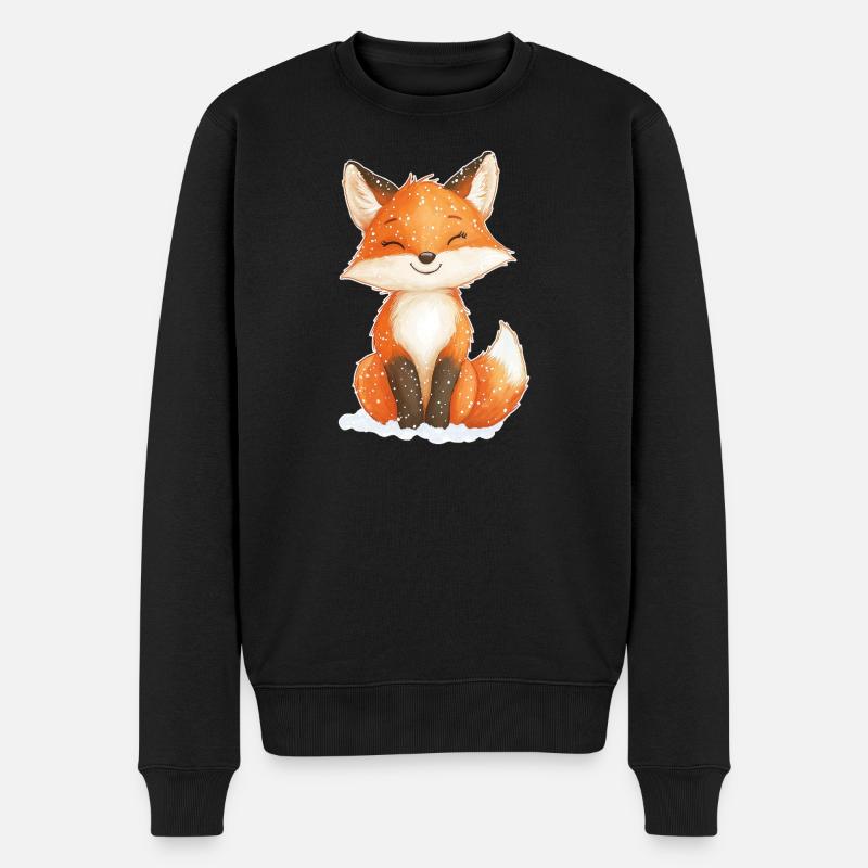 Fuchs Wintermotiv - Männer Premium Bio Pullover - Schwarz