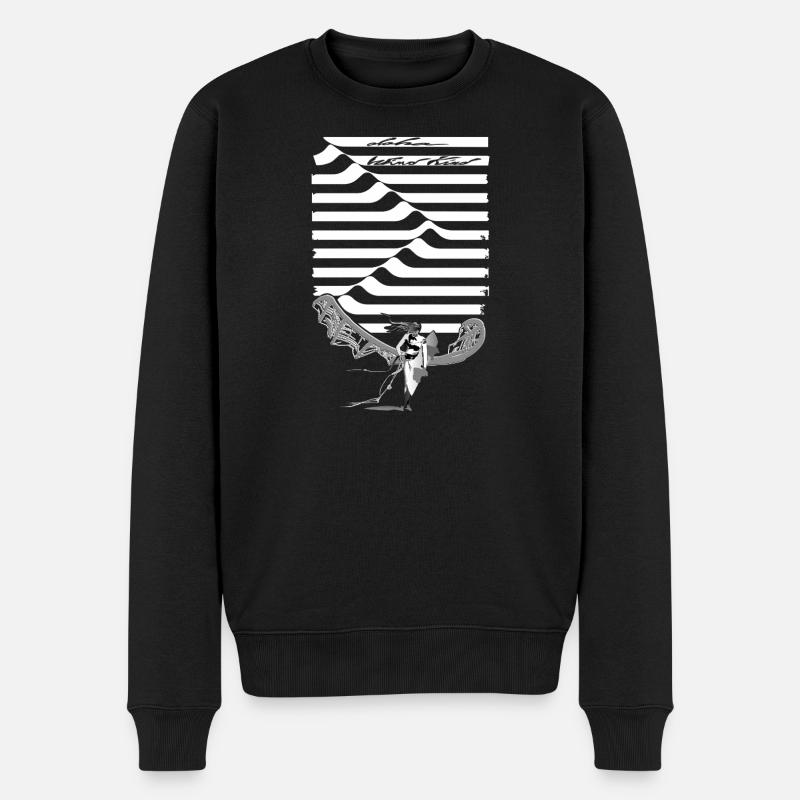 Schwarz-Weiß Wellenreiter Silhouette - Männer Premium Bio Pullover - Schwarz