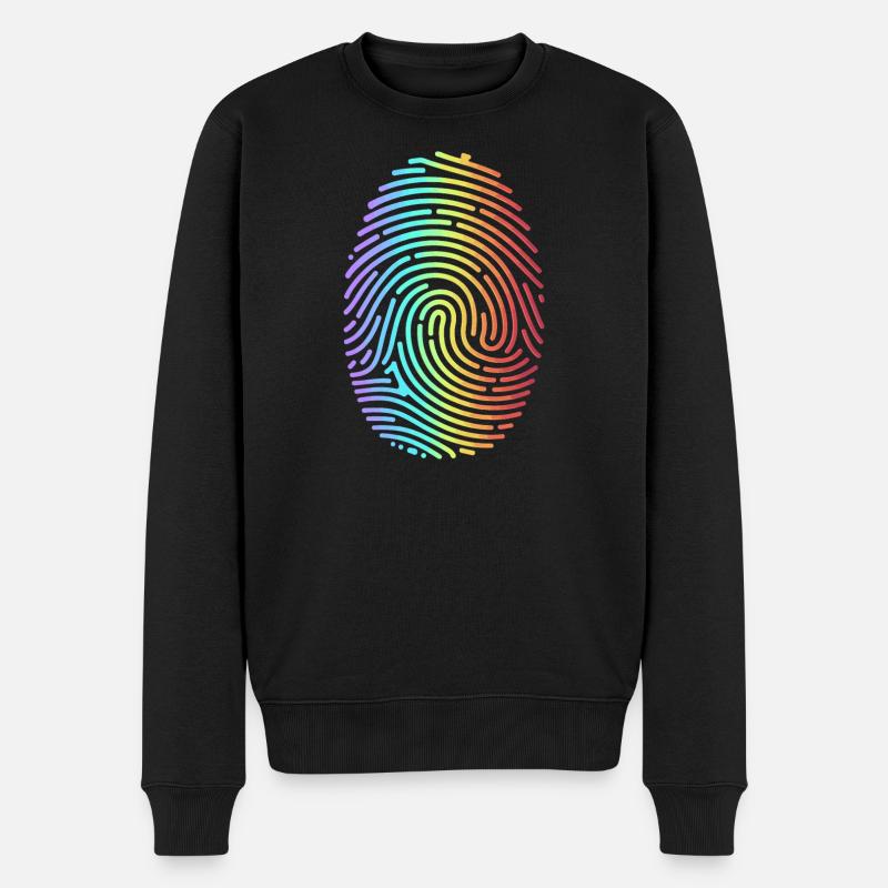 Bunter Regenbogen Fingerabdruck - Männer Premium Bio Pullover - Schwarz