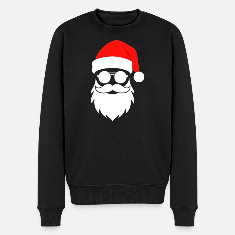 Santa mit Sonnenbrille Minimal Weihnachtsdesign - Männer Premium Bio Pullover - Schwarz