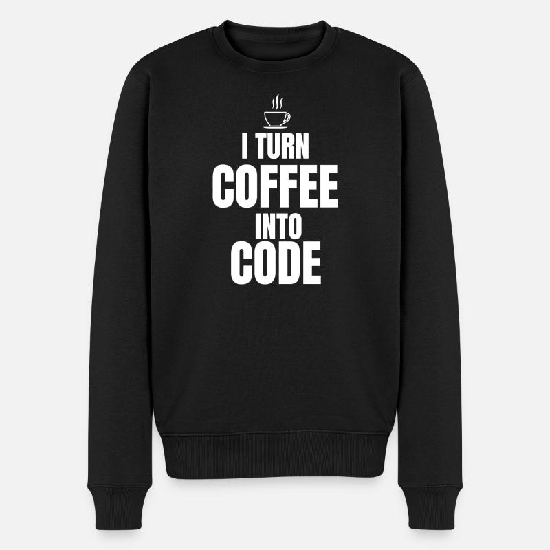 I Turn Coffee Into Code - Men's Premium Organic Jumper - black