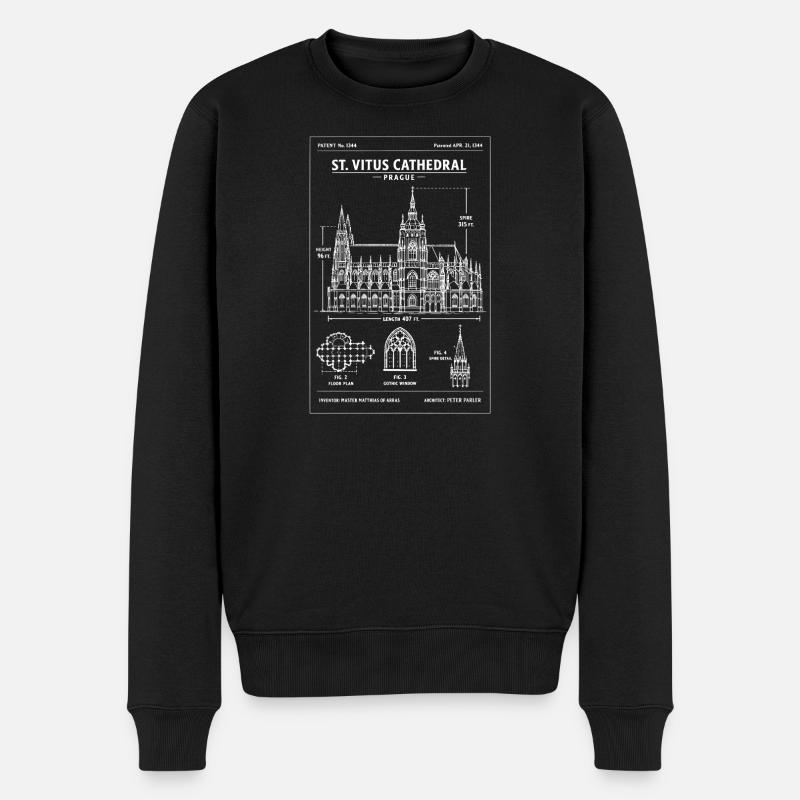 Prager Entwurf des St.-Vitus-Doms - Männer Premium Bio Pullover - Schwarz