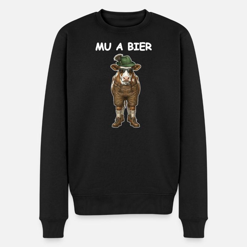 Bier Kuh Bauer Party - Männer Premium Bio Pullover - Schwarz