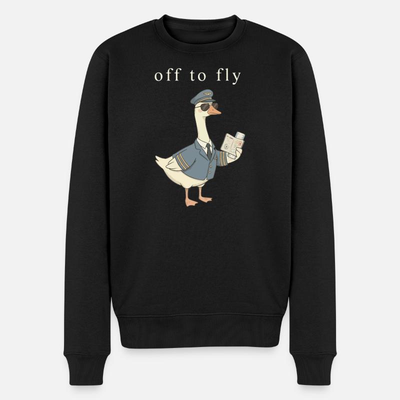 Ente Pilot auf Abflug - Männer Premium Bio Pullover - Schwarz
