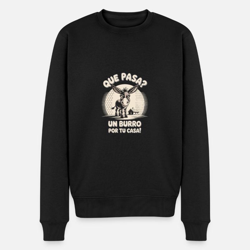 Lustiges Eseldesign - Männer Premium Bio Pullover - Schwarz