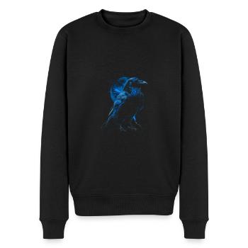 Cooler Rabe mit Mond - Männer Premium Bio Pullover - Schwarz - Vorne - Nico (187cm)
