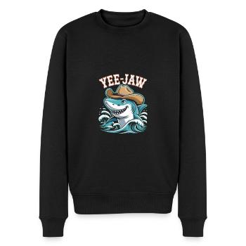 Yee Jaw Lustiger Cowboy Hai - Männer Premium Bio Pullover - Schwarz - Vorne - Nico (187cm)