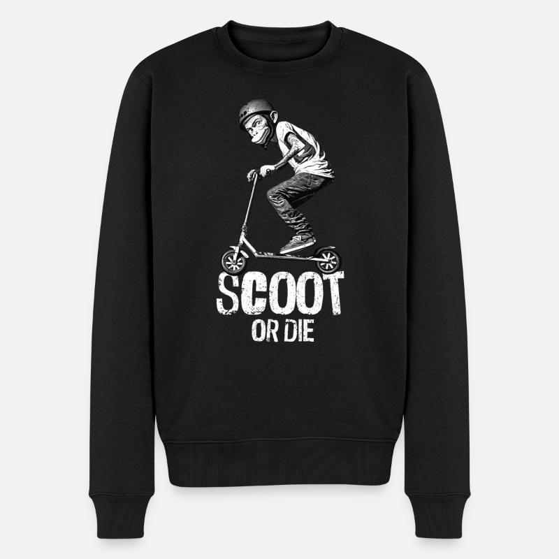 Stunt Scooter Affe macht Tricks - Männer Premium Bio Pullover - Schwarz