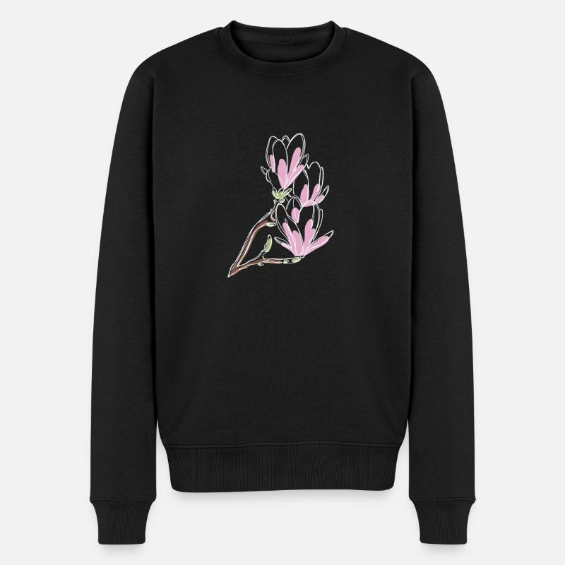 Magnolia blanc - Pull Premium bio Homme - noir