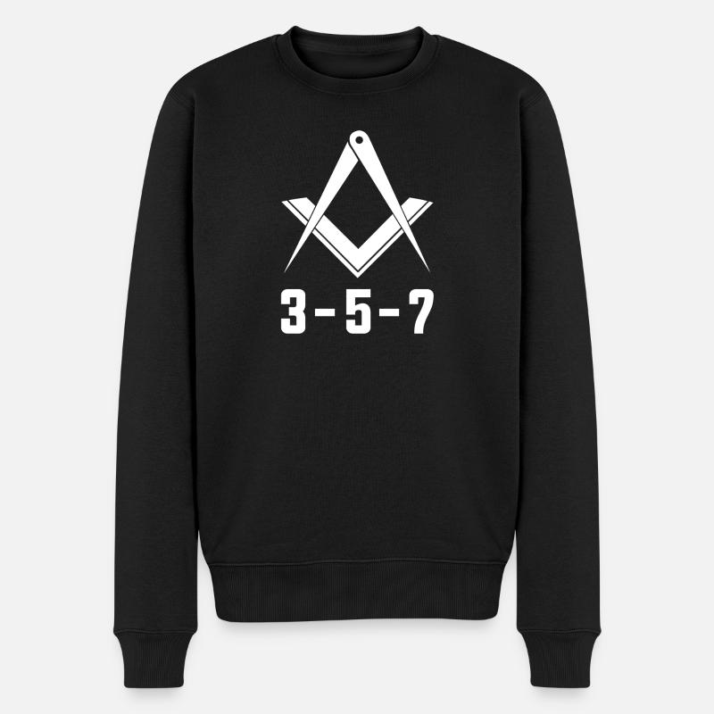 Freimaurer Winkel&Zirkel 3-5-7 weiss - Männer Premium Bio Pullover - Schwarz