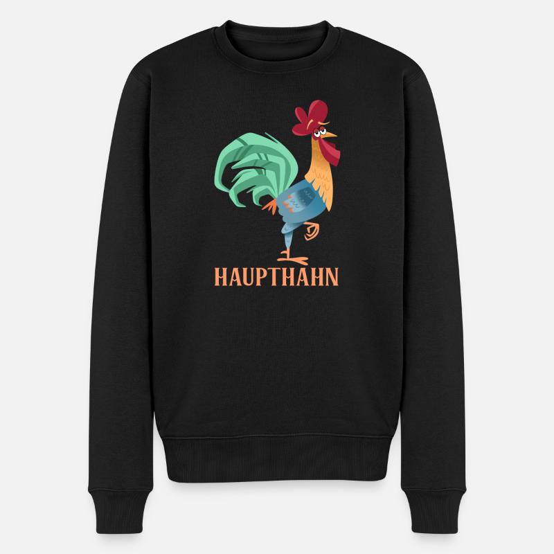 Hahn Spruch Huhn Geschenk - Männer Premium Bio Pullover - Schwarz