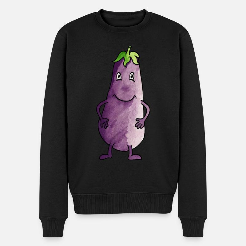 Aubergine - Männer Premium Bio Pullover - Schwarz