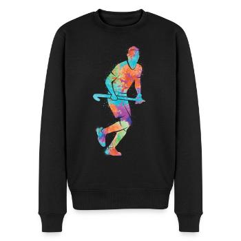 Hockeyspieler Feldhockey Herren Hockey Jungen - Männer Premium Bio Pullover - Schwarz - Vorne - Nico (187cm)