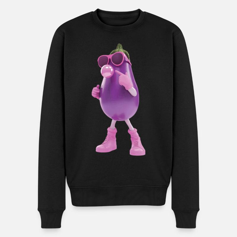 Aubergine - Männer Premium Bio Pullover - Schwarz