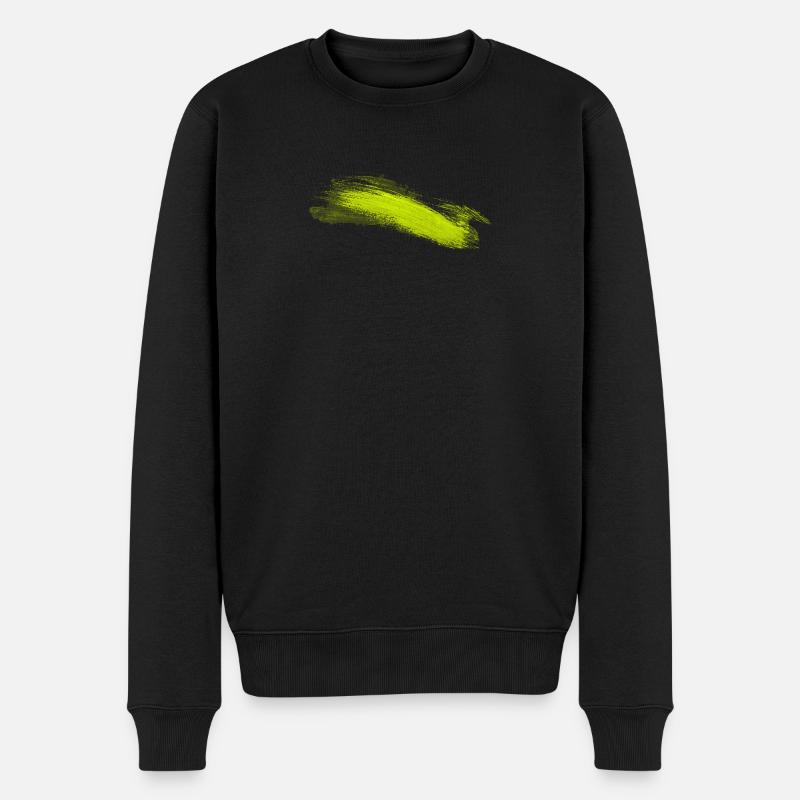 Neon Lime Pinselstrich - Männer Premium Bio Pullover - Schwarz