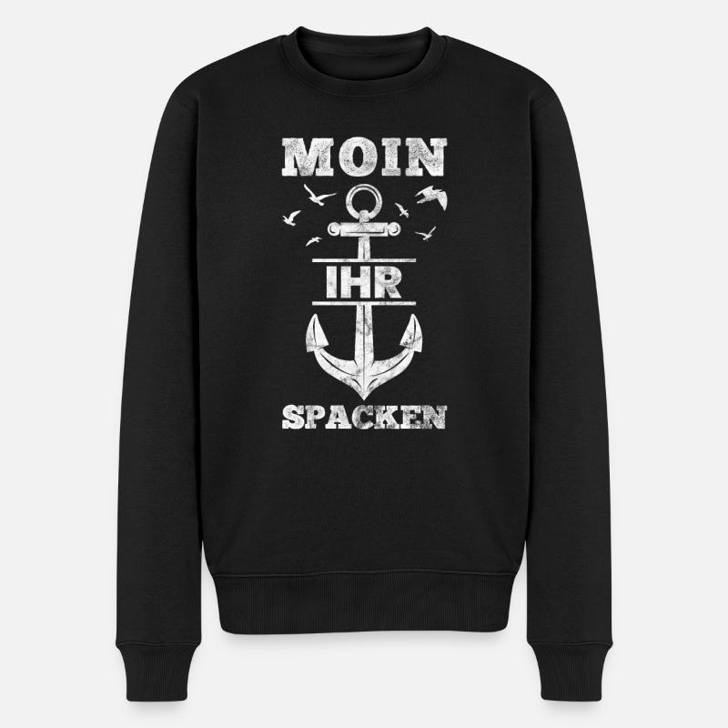 Moin Ihr Spacken - Männer Premium Bio Pullover - Schwarz