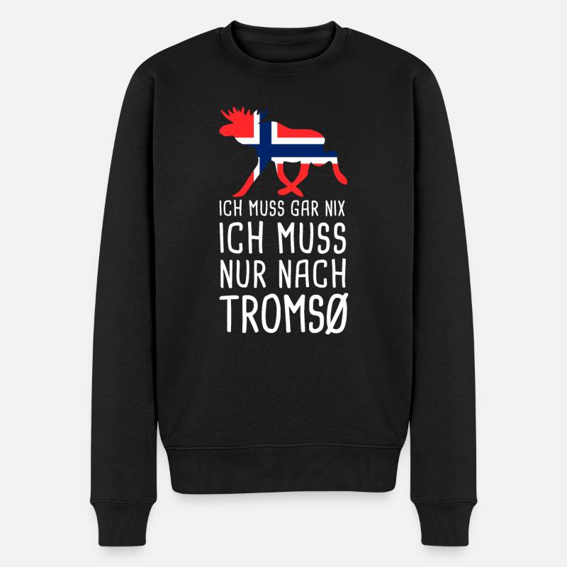 Ich Muss Nur Nach Tromsø Norwegen Norge Elch - Männer Premium Bio Pullover - Schwarz