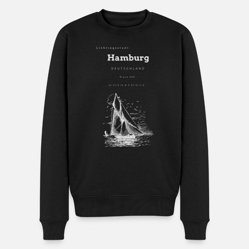 Ville préférée Hambourg Mémoire de coordination - Pull Premium bio Homme - noir