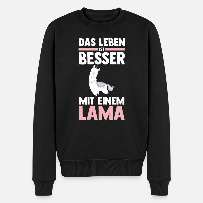 Lama - Männer Premium Bio Pullover - Schwarz