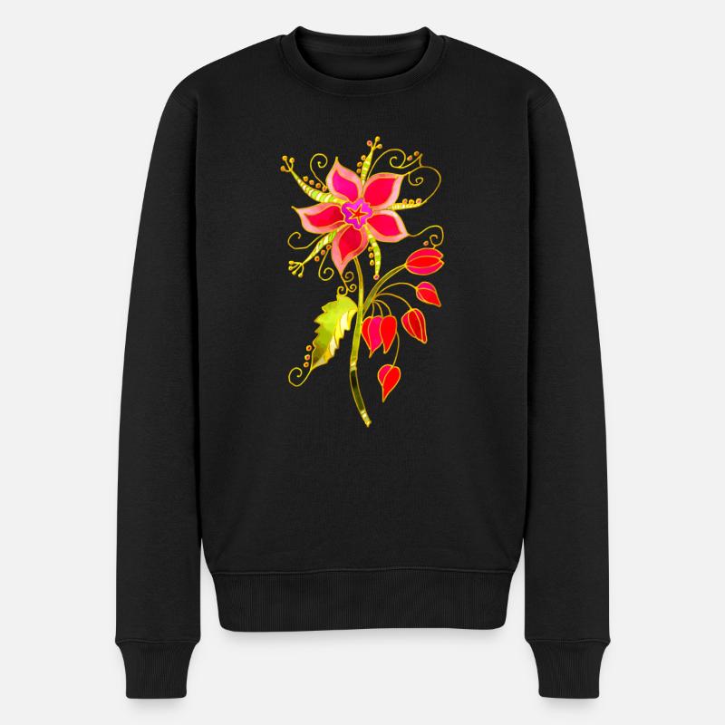 Blumen - Männer Premium Bio Pullover - Schwarz