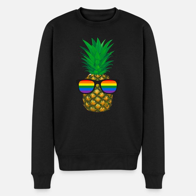 Ananas, Sonnenbrille, LGTB, Regenbogen,bunt - Männer Premium Bio Pullover - Schwarz