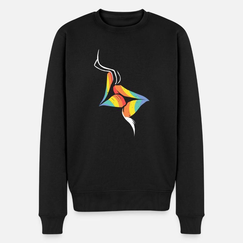 Küssen Lippen - Pride Diversity - Männer Premium Bio Pullover - Schwarz