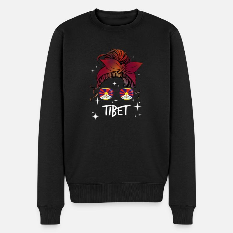 Tibet - Männer Premium Bio Pullover - Schwarz
