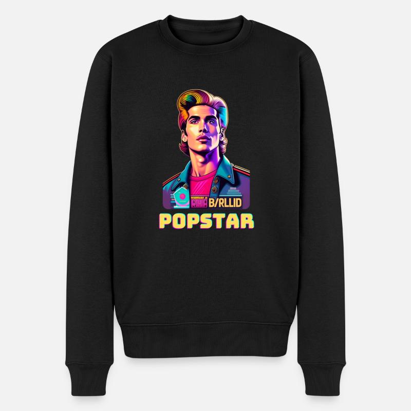 Retro Popstar - Männer Premium Bio Pullover - Schwarz