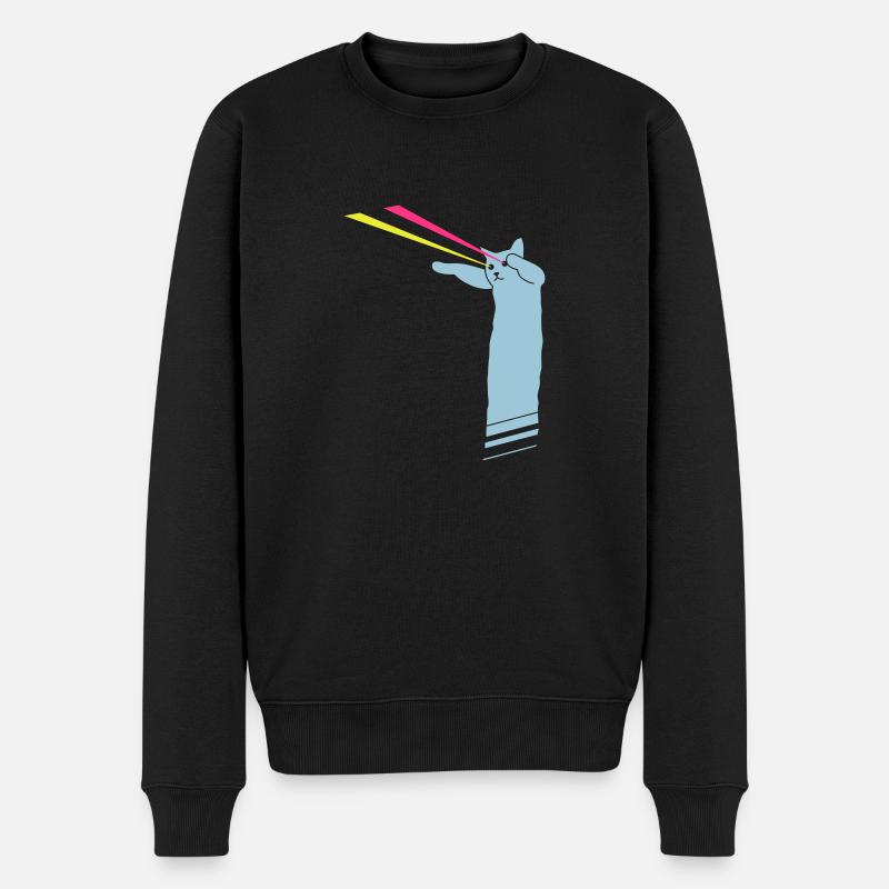LaserLolCat - Männer Premium Bio Pullover - Schwarz
