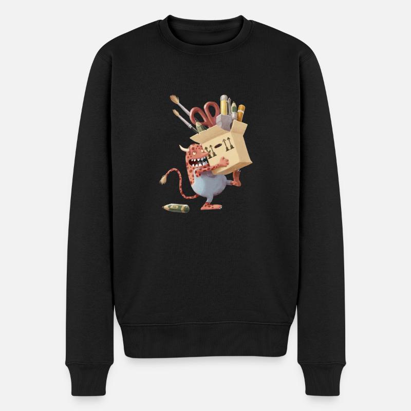 Schreibtischmonster - Männer Premium Bio Pullover - Schwarz