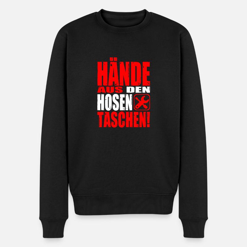 Hände Hosentaschen Spruch Arbeit Geschenk Schicht - Männer Premium Bio Pullover - Schwarz