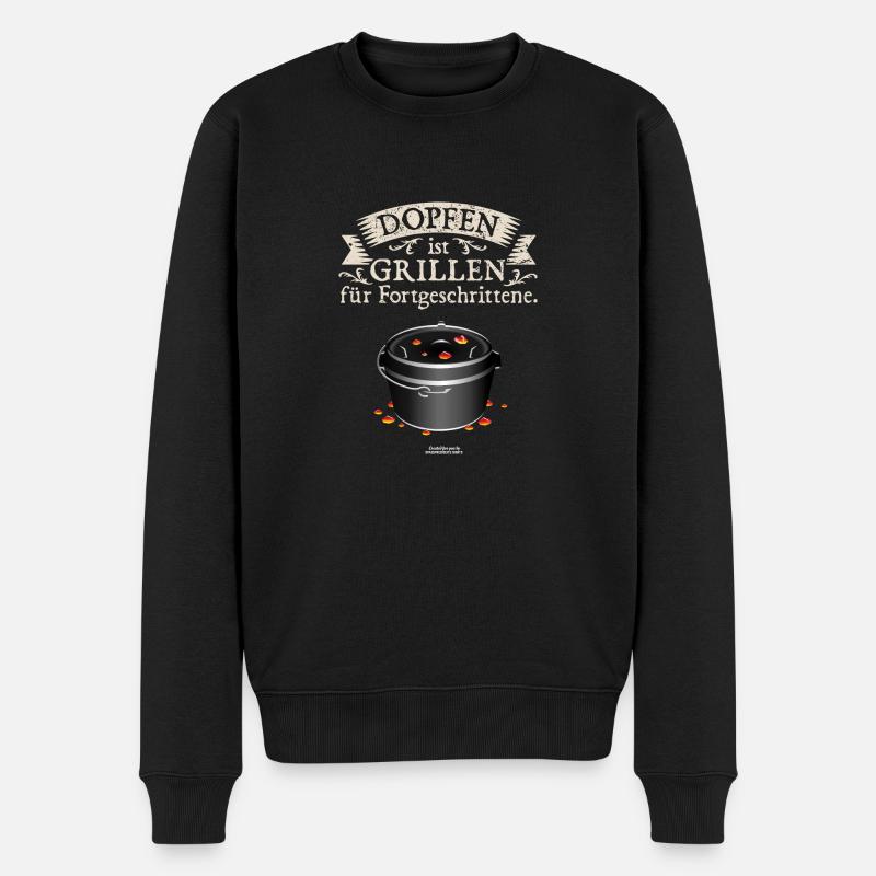 Dopfen und Grillen Dutch Oven Spruch - Männer Premium Bio Pullover - Schwarz