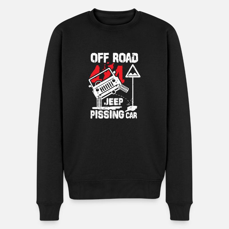 Jeep Offroad Pissing - Männer Premium Bio Pullover - Schwarz
