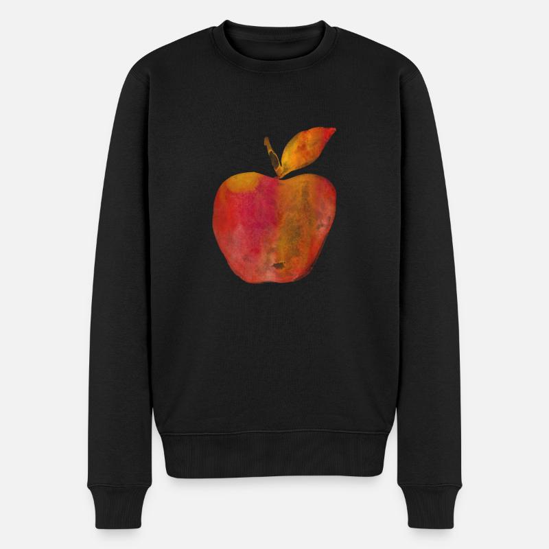 Roter Apfel gemalt Wasserfarben Kunst Aquarell rot - Männer Premium Bio Pullover - Schwarz
