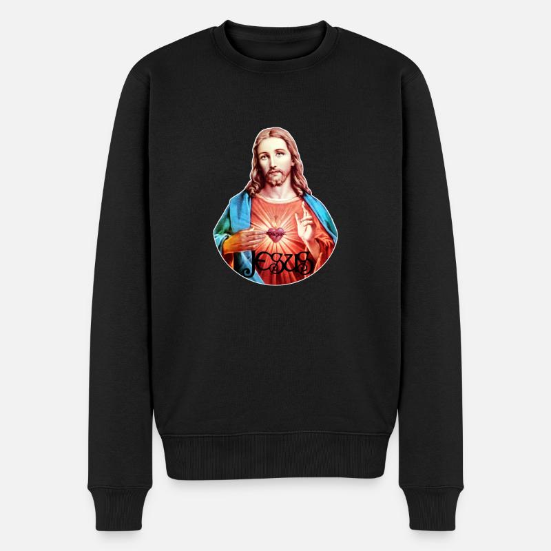 Jesus Christ Jesus Christus - Männer Premium Bio Pullover - Schwarz