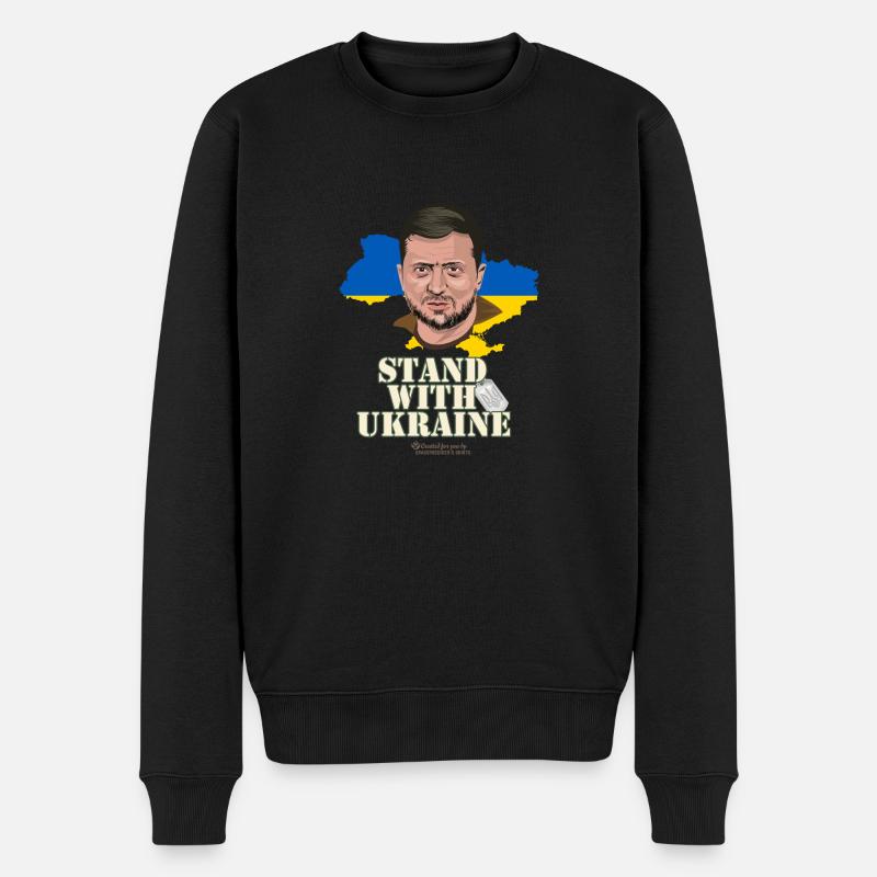 Zelensky Stand with Ukraine - Männer Premium Bio Pullover - Schwarz